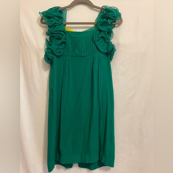 Catherine Malandrino Green Sheath Dress, Sleeveless Silk crepe lined, Size 2 - Picture 1 of 10